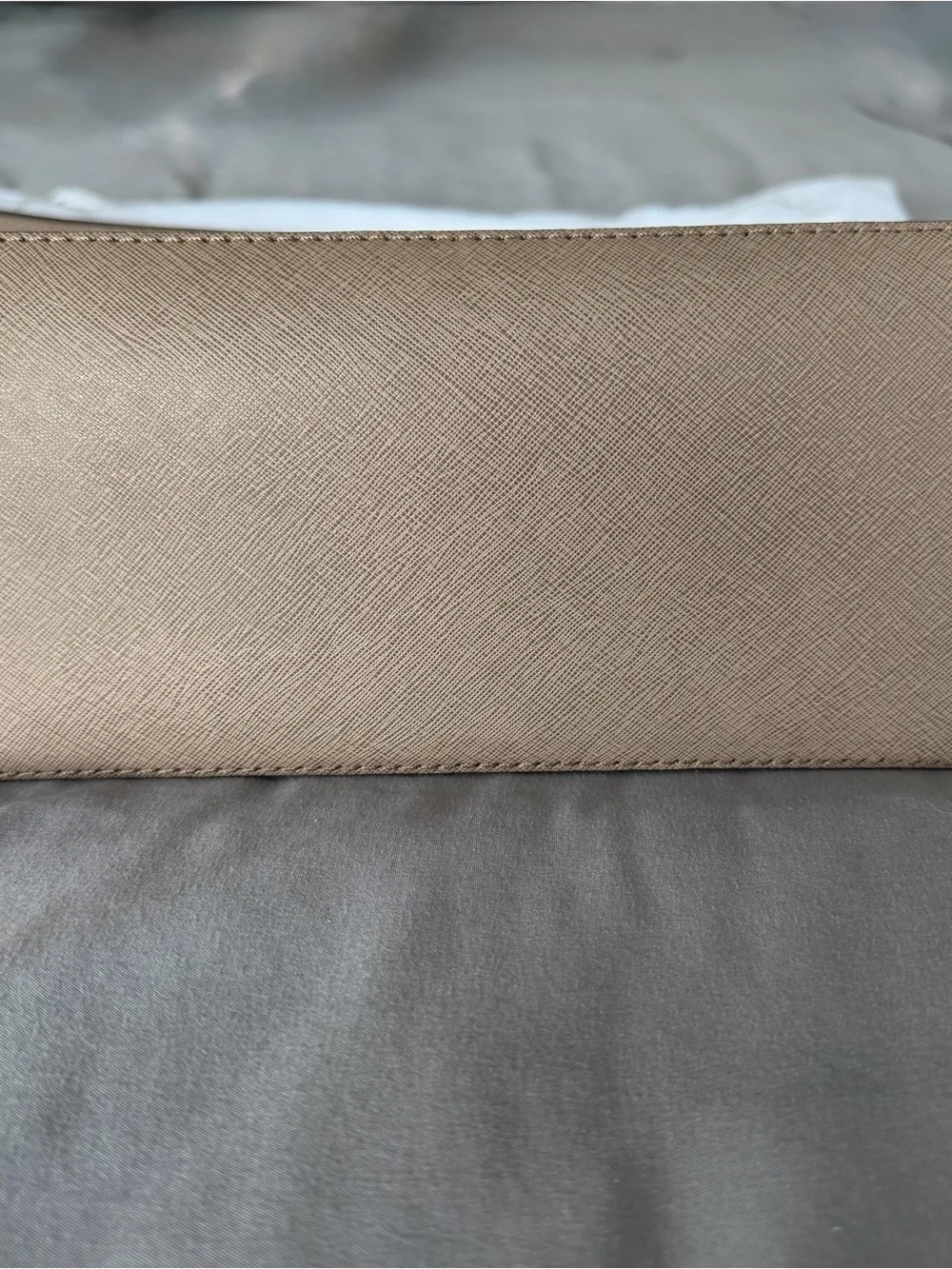 Michael Kors Taupe Saffiano Dome Satchel with Gold Hardware